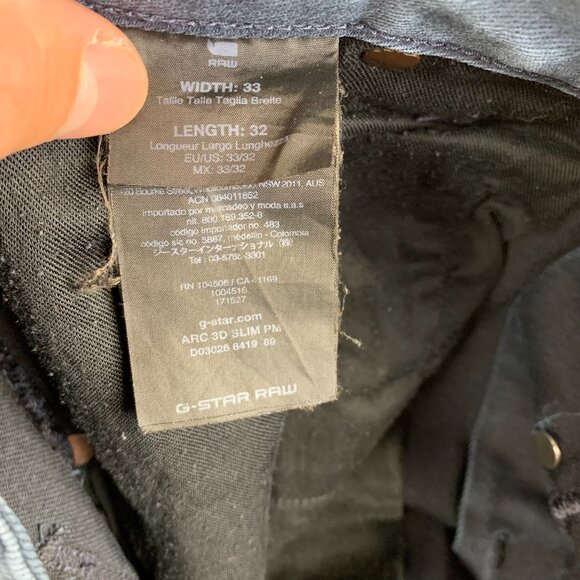 G Star Raw Mens Pants 33 Blue Black Colorblock Denim Jeans Arc 3D Slim 33x32 - Picture 13 of 15